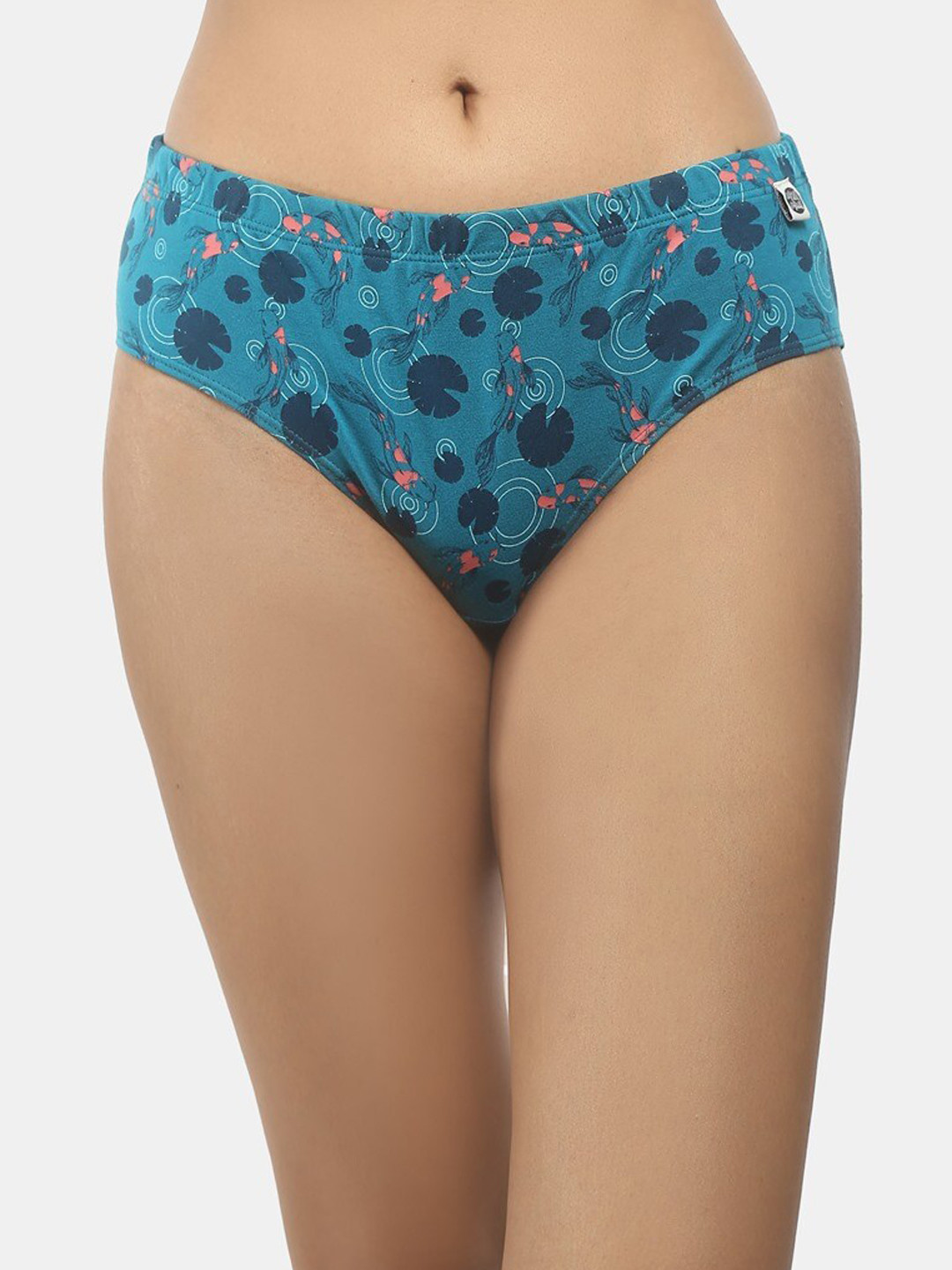 Wear Equal Women Teal Blue & Pink Printed Bikini Briefs 002/BA/TEAL2/AOP