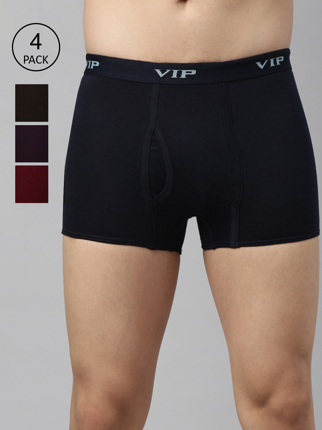 VIP Men Pack Of 4 Assorted Pure Cotton Long Trunks PUNCHPO4_95