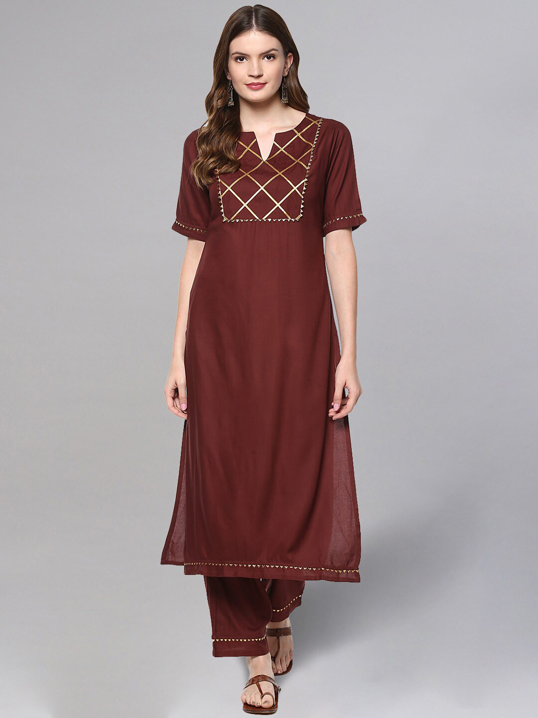 Idalia Women Brown Kurta with Salwar