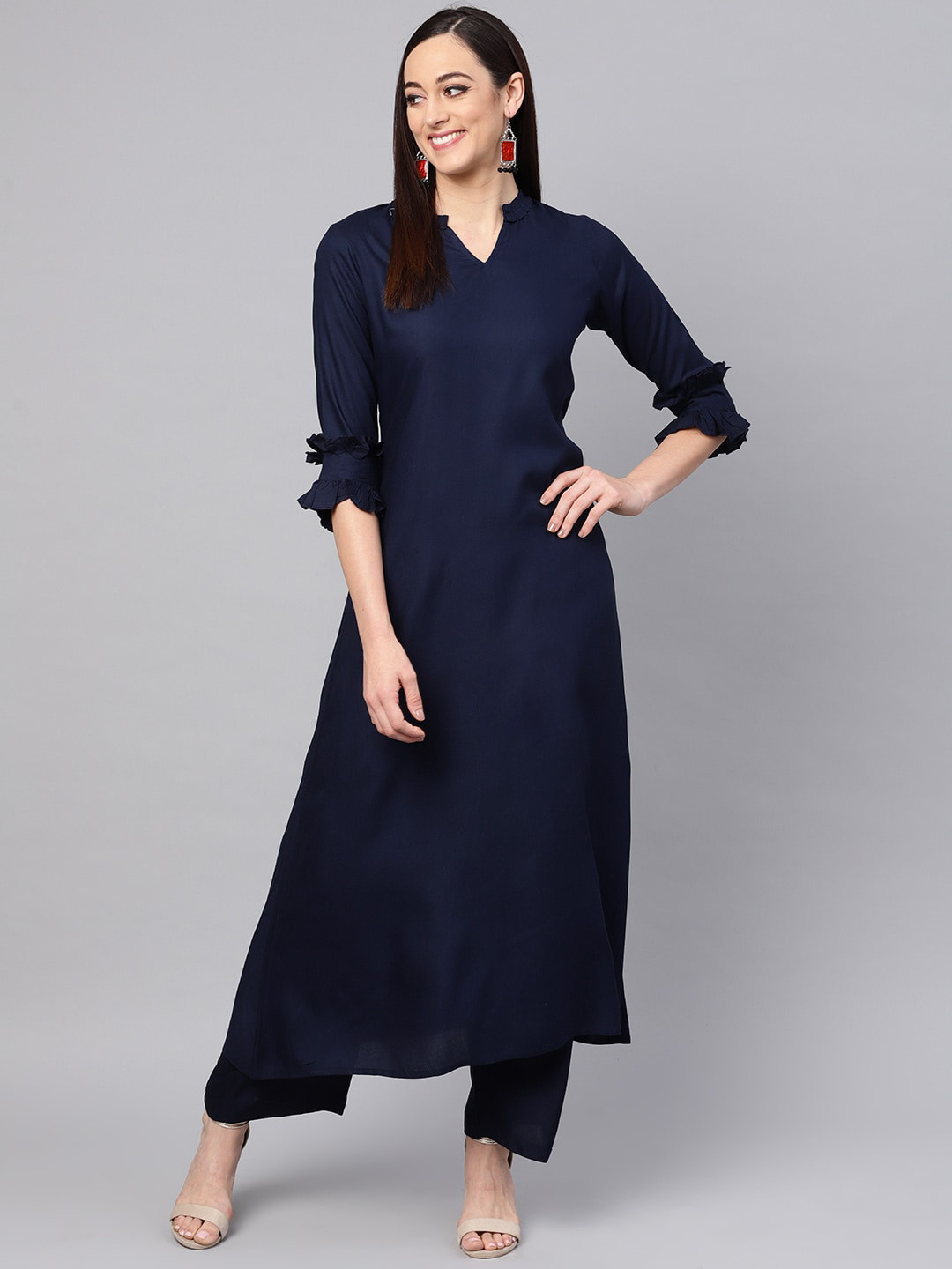 Idalia Women Blue Regular A-line Kurta with Palazzos