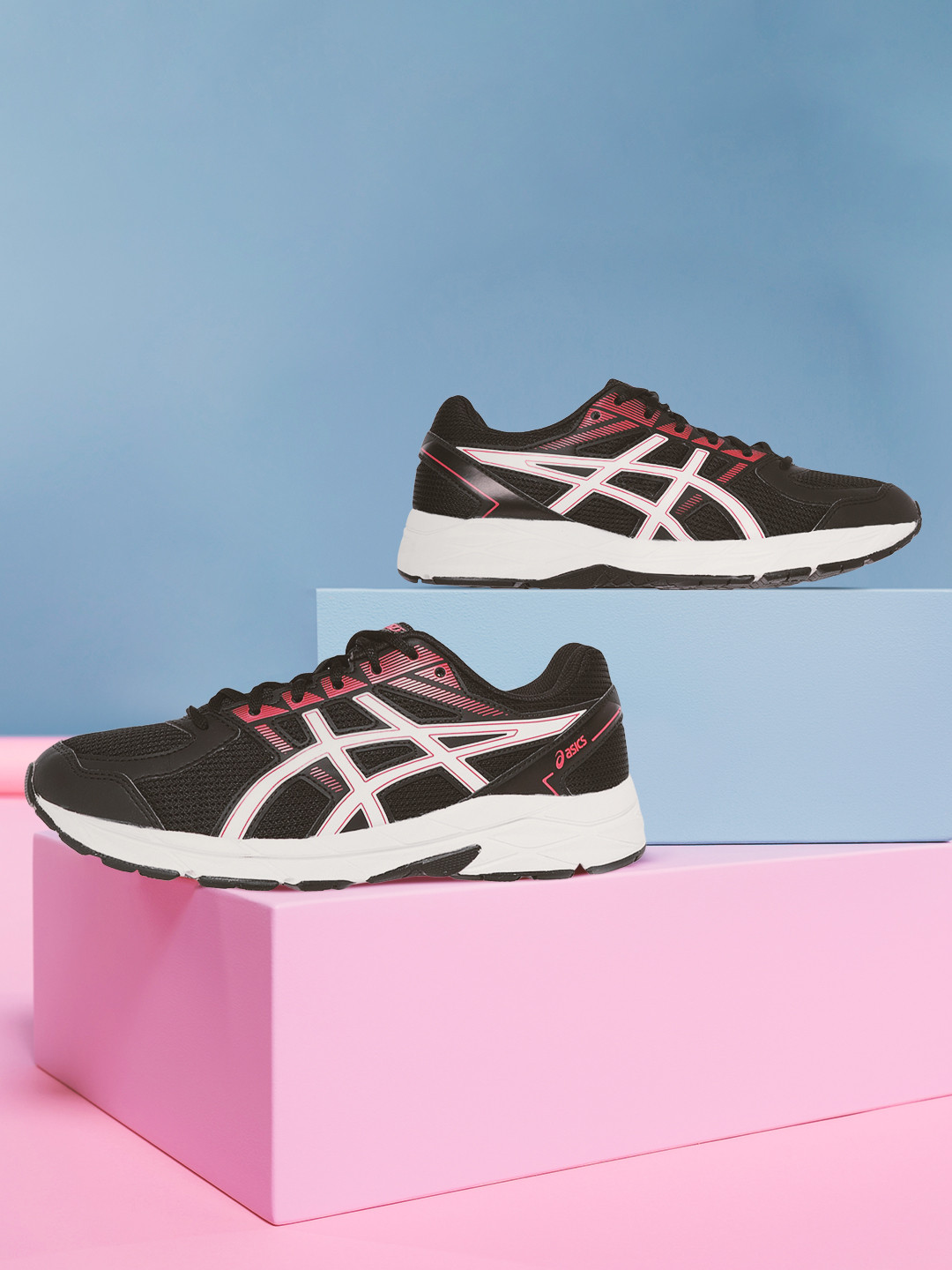 ASICS Men Black & White Woven Design JOLT 1 Running Shoes