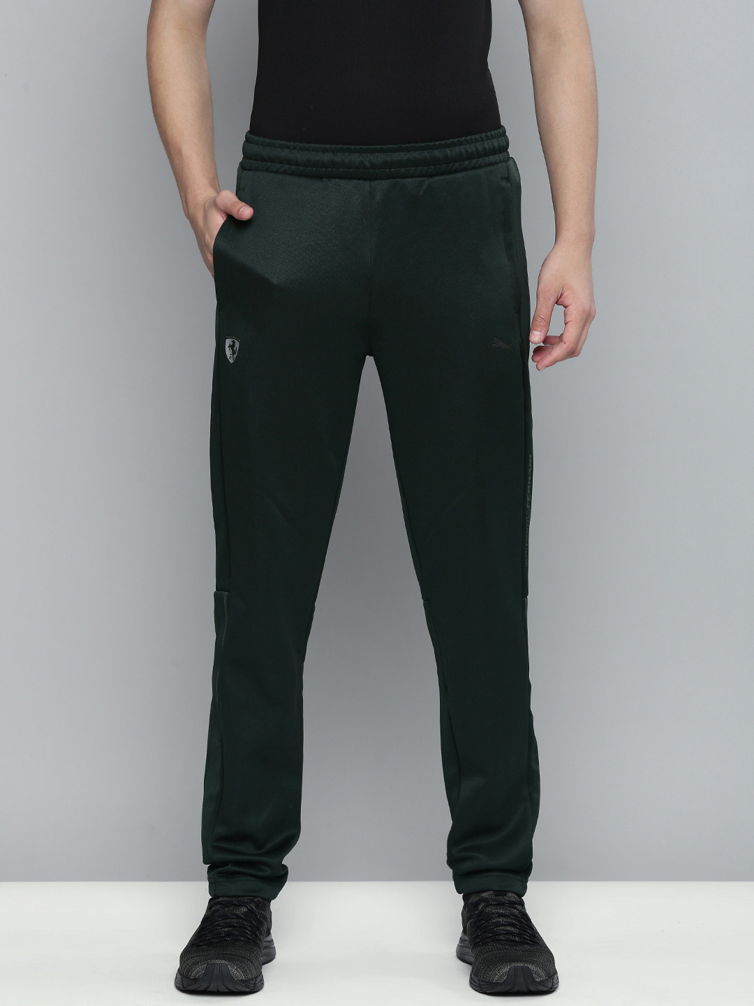 PUMA Motorsport Men Dark Green Solid dryCELL Scuderia Ferrari Style T7 Motorsports Track Pants