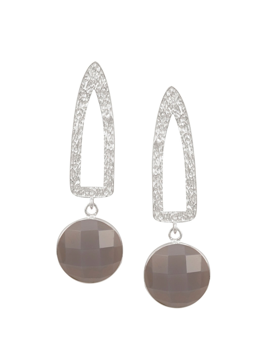 ERILINE JEWELRY Fleek Earrings in 925 Sterling Silver with Grey Chalcedony