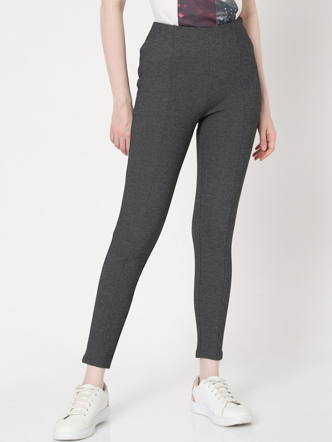 Vero Moda Women Grey Solid Leggings