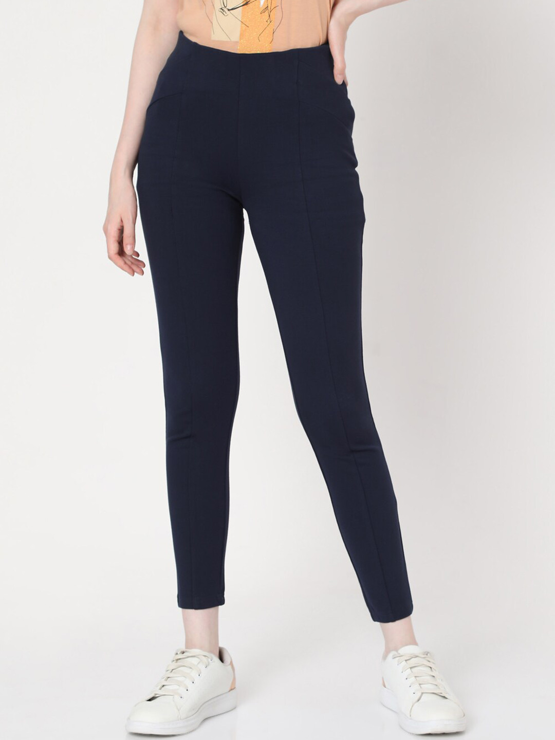 Vero Moda Navy Blue solid Treggings - Skinny Fit