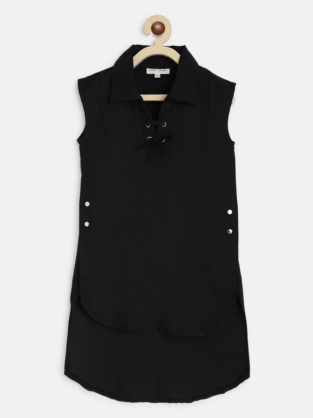 am ma Girls Black Shirt Dress