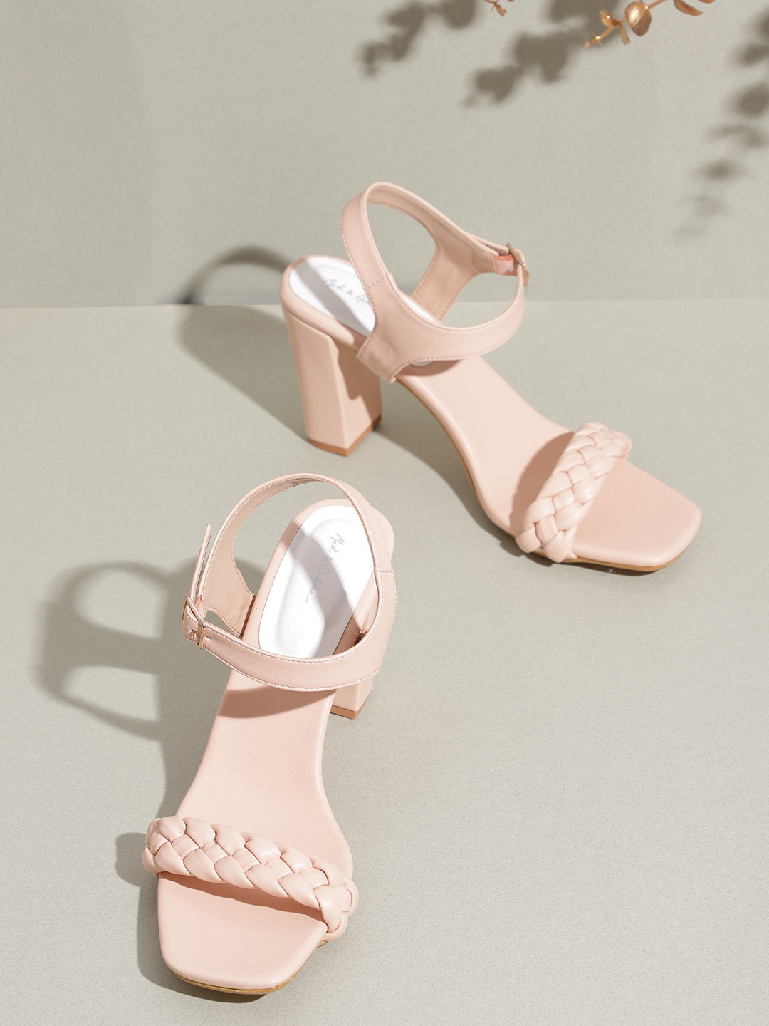 Mast & Harbour Pink Braided Block Heels