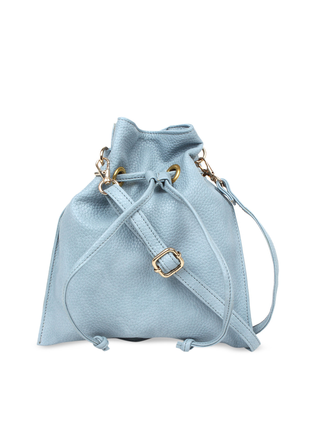 Spice Art Women Grey Grainy PU Drawstring Waist Bag Cum Potli Sling Bag