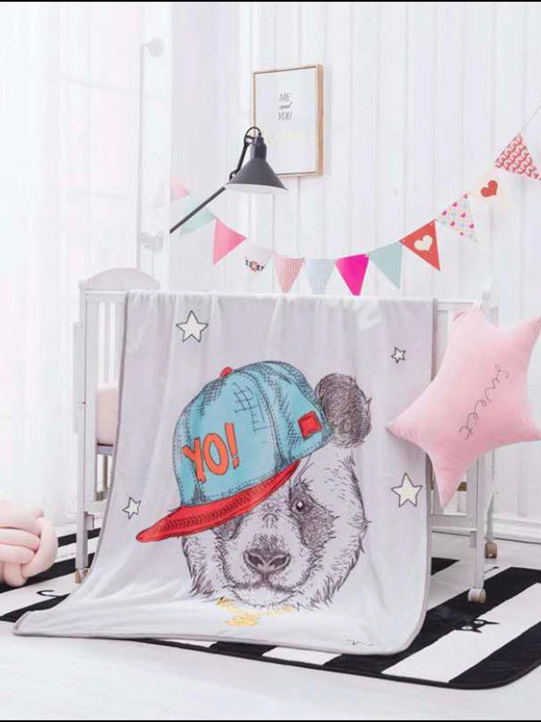 Butterthief Kids Grey Cartoon Characters Microfiber AC Room 233 GSM Single Bed Blanket