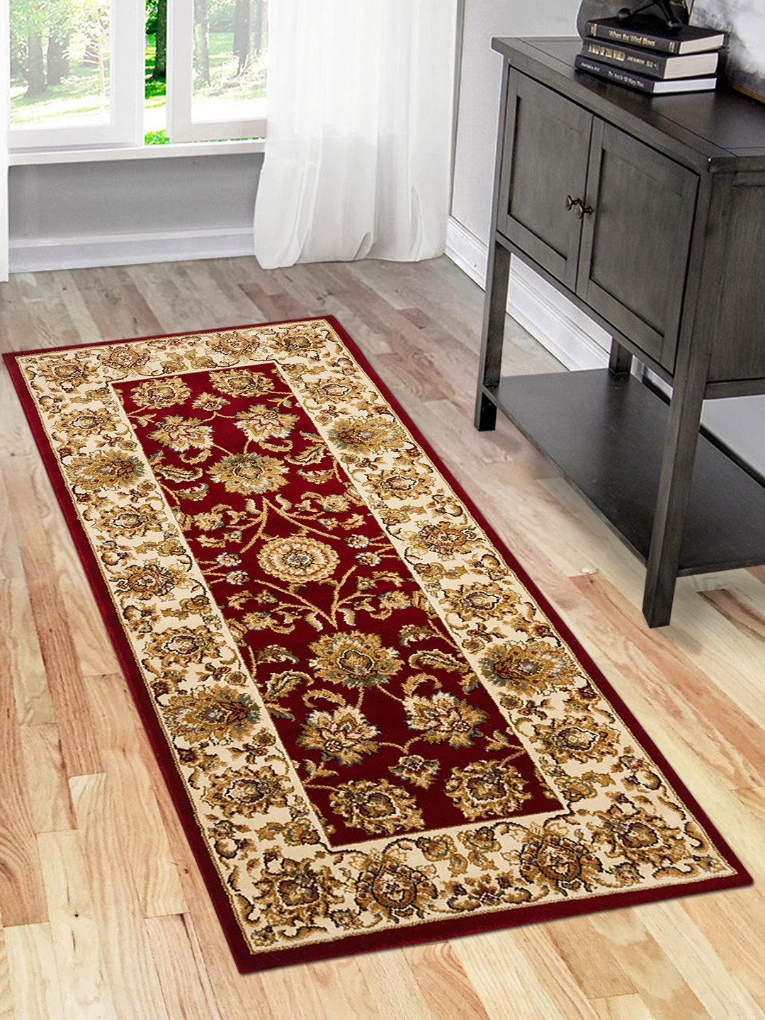 Obsessions Maroon Traditional Floor Runner