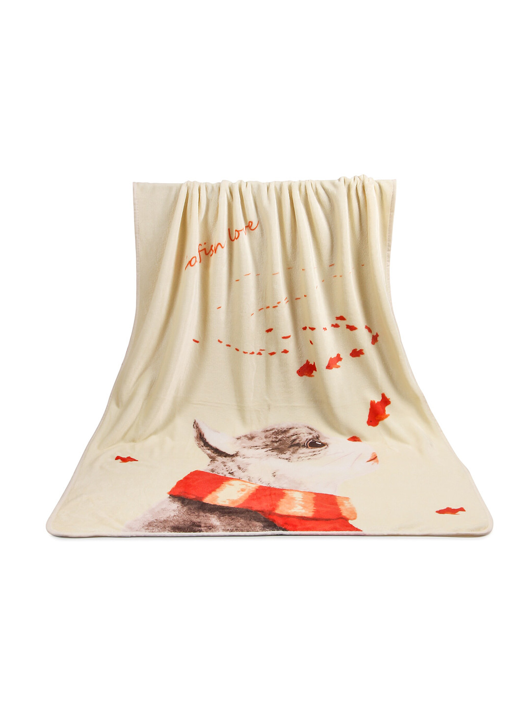 Butterthief Kids Cream-Coloured Cartoon Characters AC Room 233 GSM Single Bed Blanket