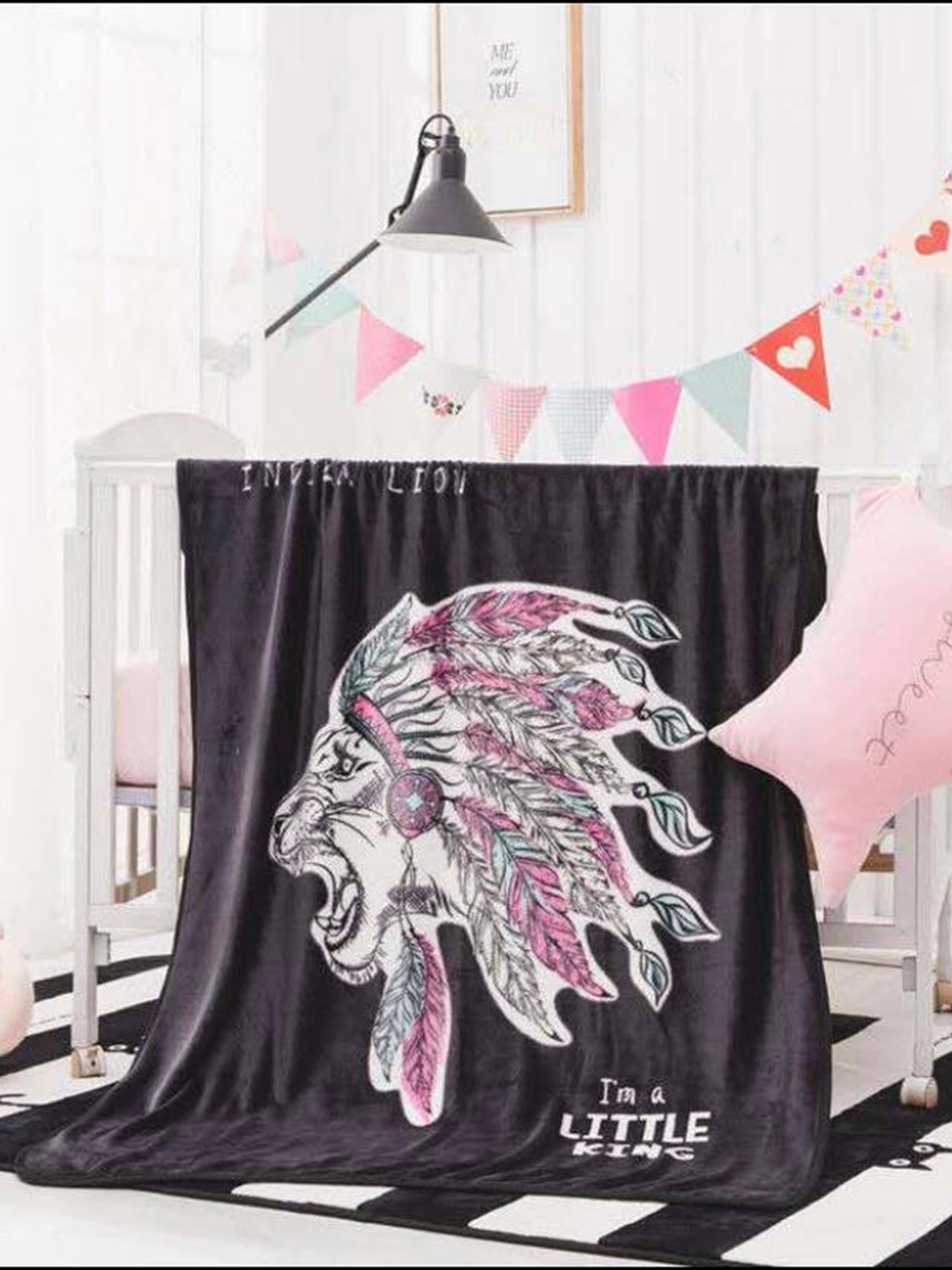 Butterthief Kids Black & White Cartoon Characters AC Room 233 GSM Single Bed Blanket