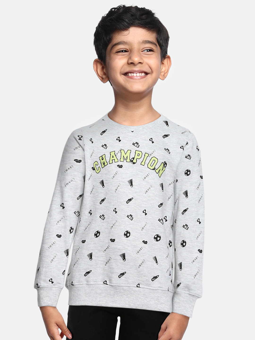 Miss & Chief Boys Grey Printed Sweatshirt