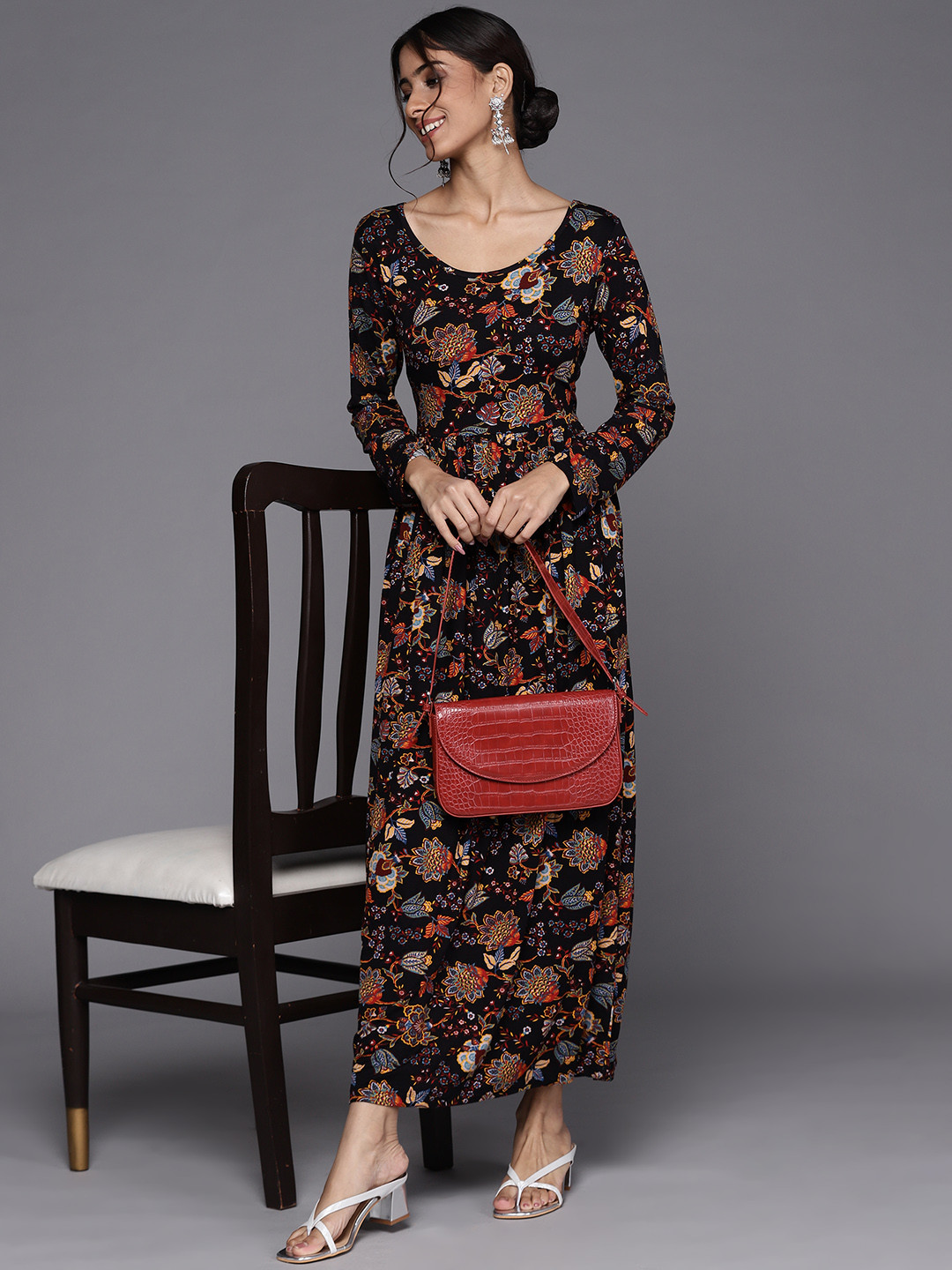 Biba Black Floral Maxi Dress
