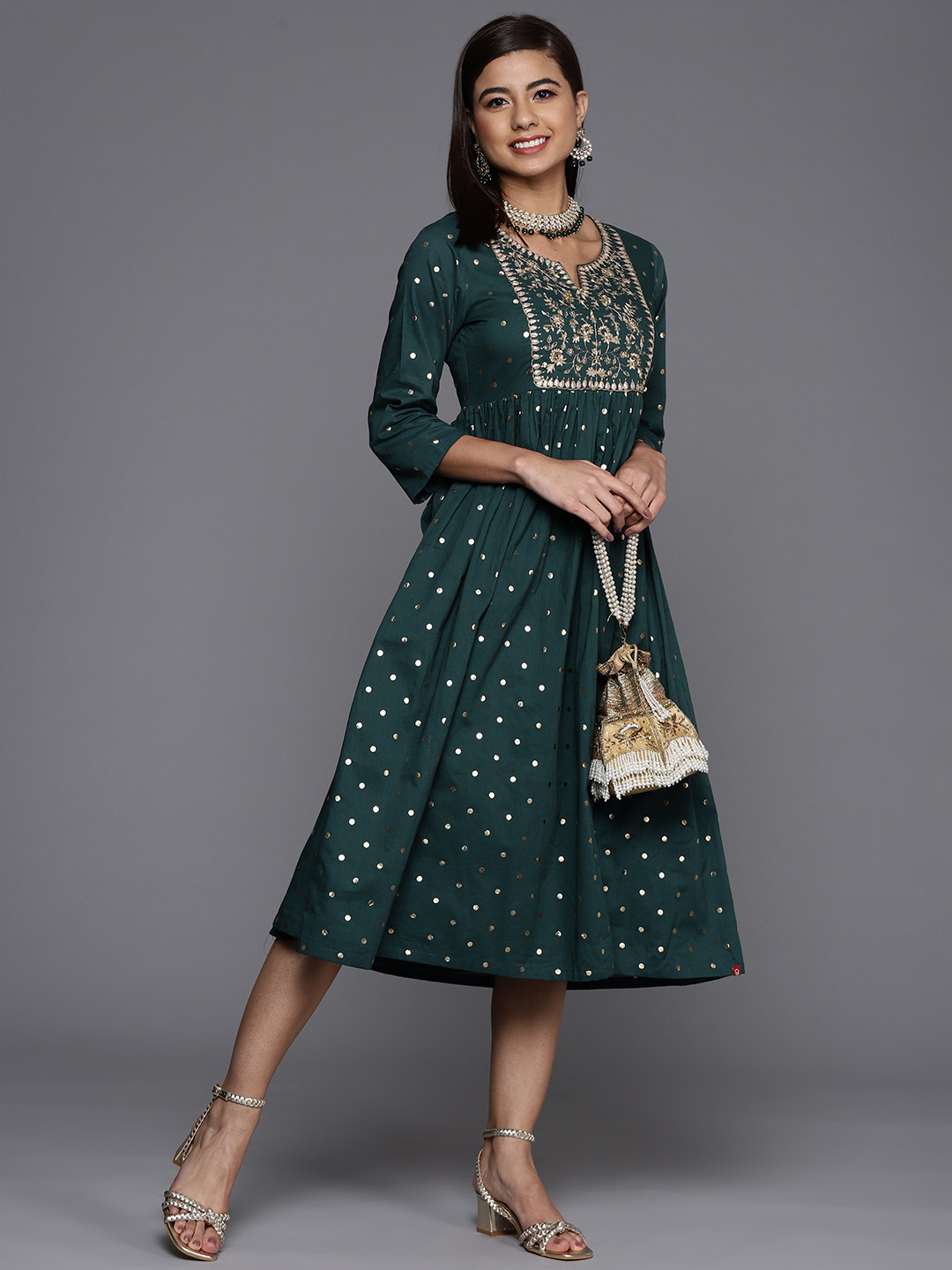 Biba Teal A-Line Dress