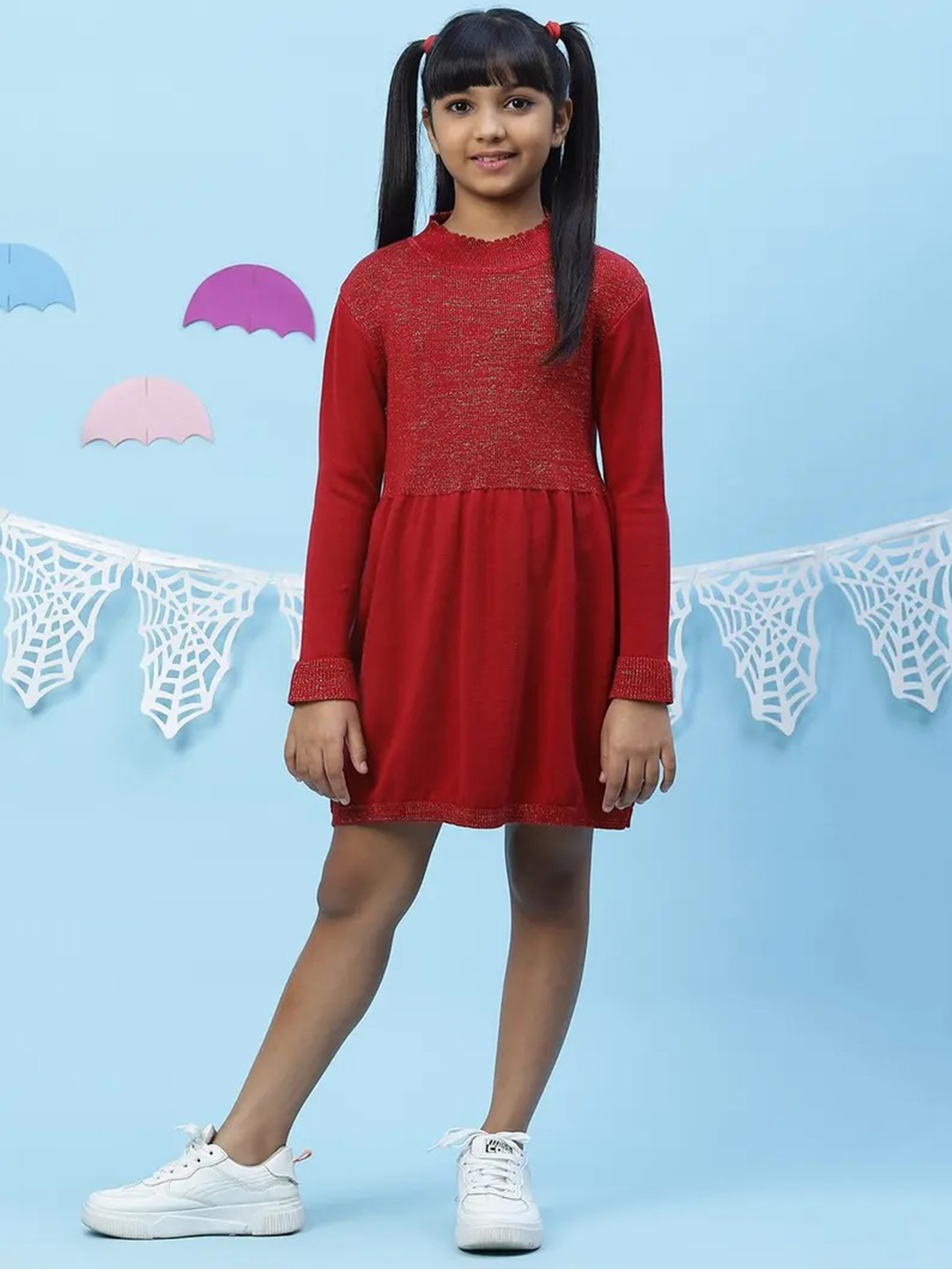 Biba Red Cotton Fit & Flare Dress