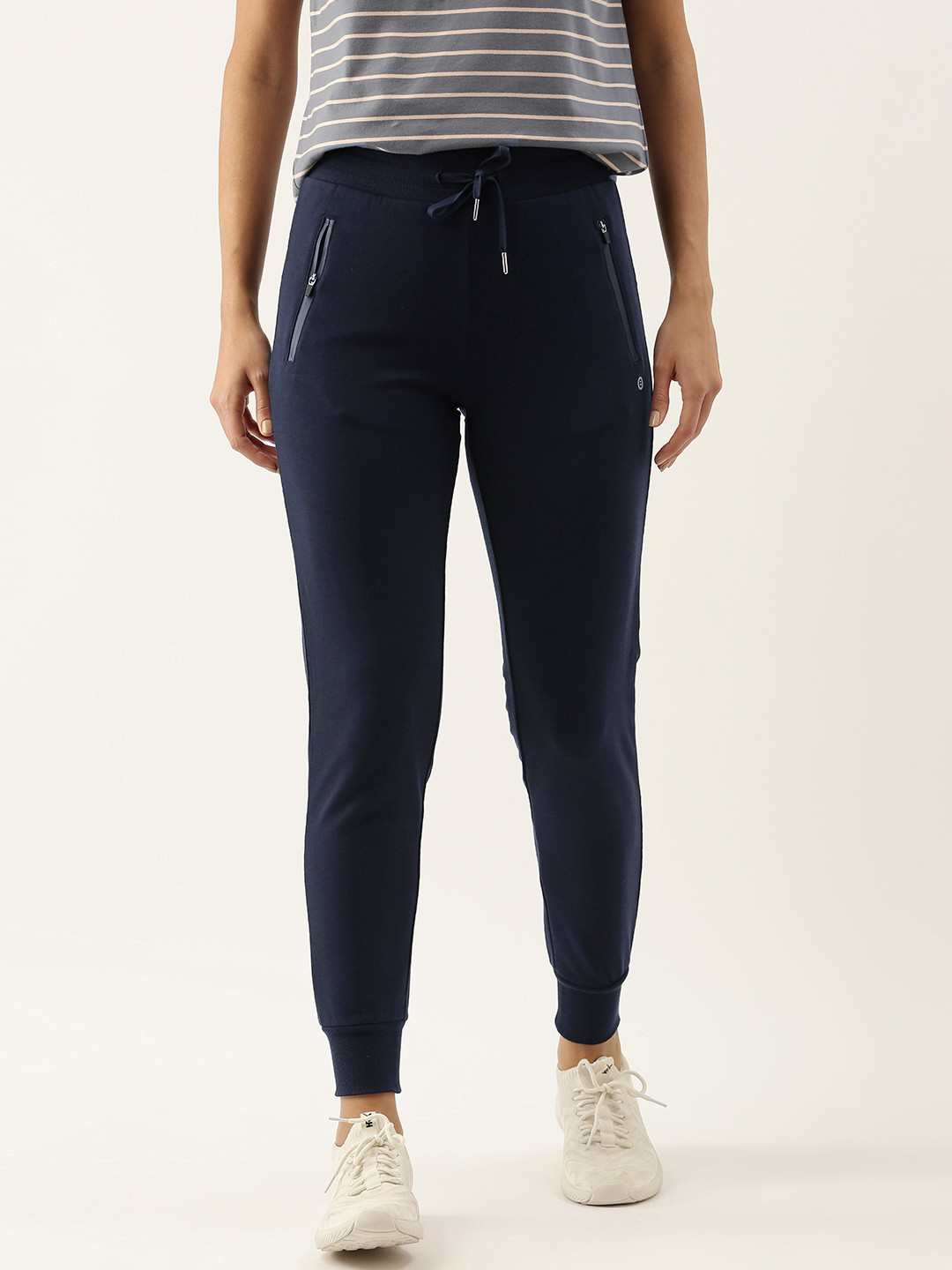 Enamor Women Slim-Fit Antimicrobial Mid-Rise Cotton Terry Joggers