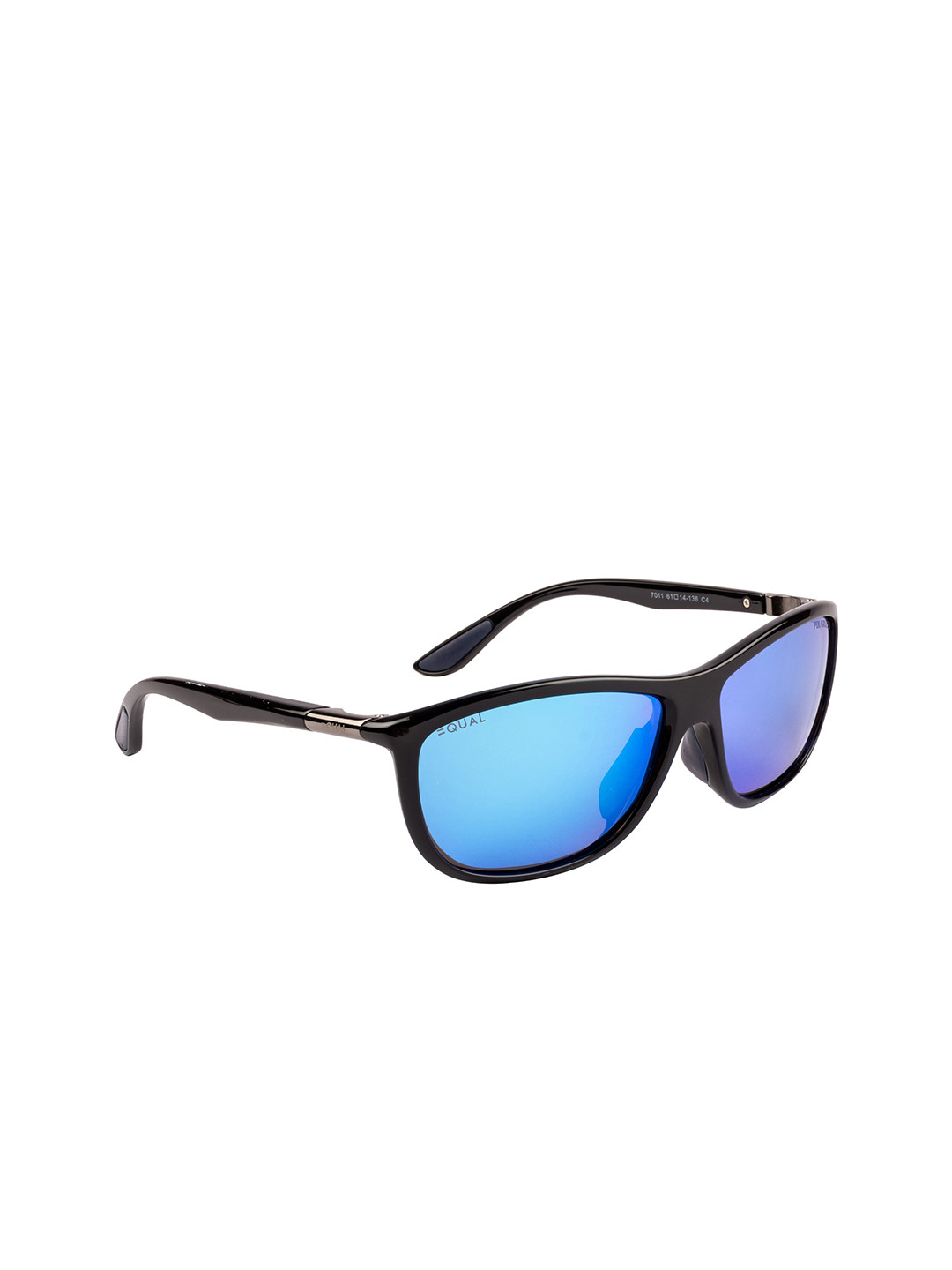 EQUAL Unisex Blue Lens & Black Sports Sunglasses with UV Protected Lens