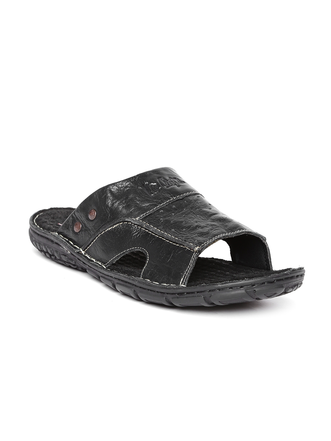 Lee Cooper Men Black Leather Sandals