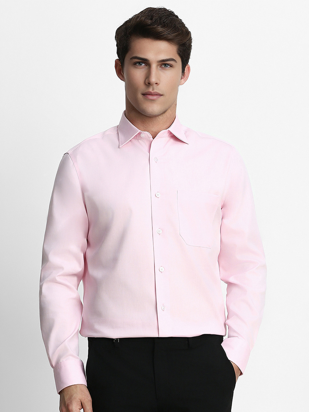 Louis Philippe Permapress Men Pink Wrinkle Free Formal Shirt