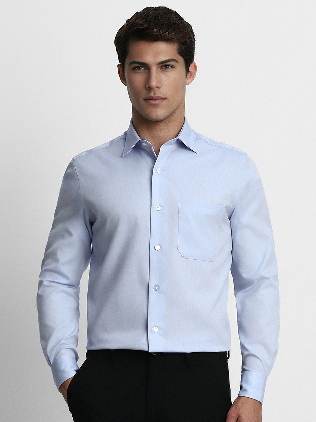 Louis Philippe Permapress Men Blue Wrinkle Free Formal Shirt