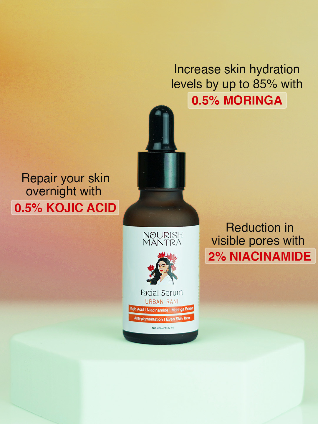 Nourish Mantra Urban Rani Facial Serum with Hyaluronic Acid & Niacinamide - 30 ml