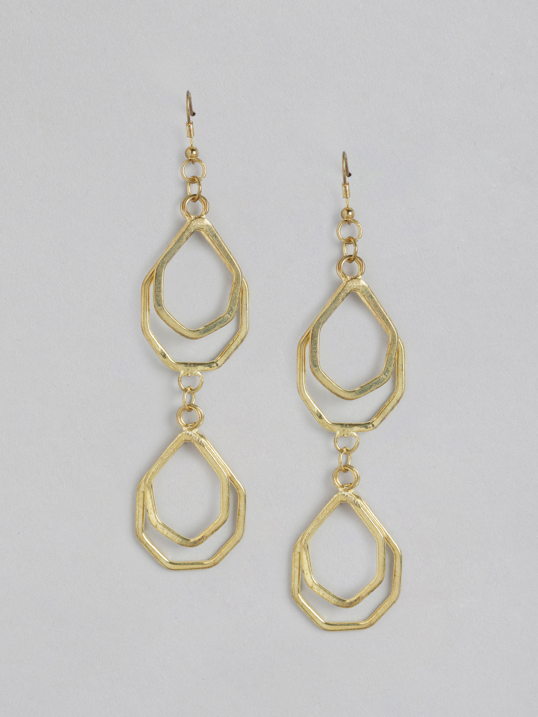 RICHEERA Gold-Plated Teardrop Shaped Drop Earrings