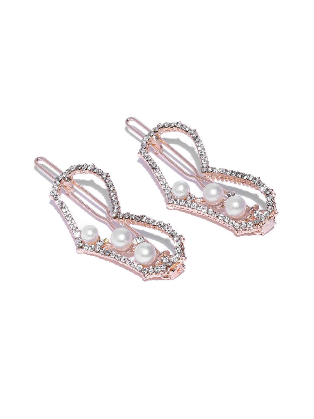 Kord Store Women Rose Gold Beaded Tic Tac Hair Clip