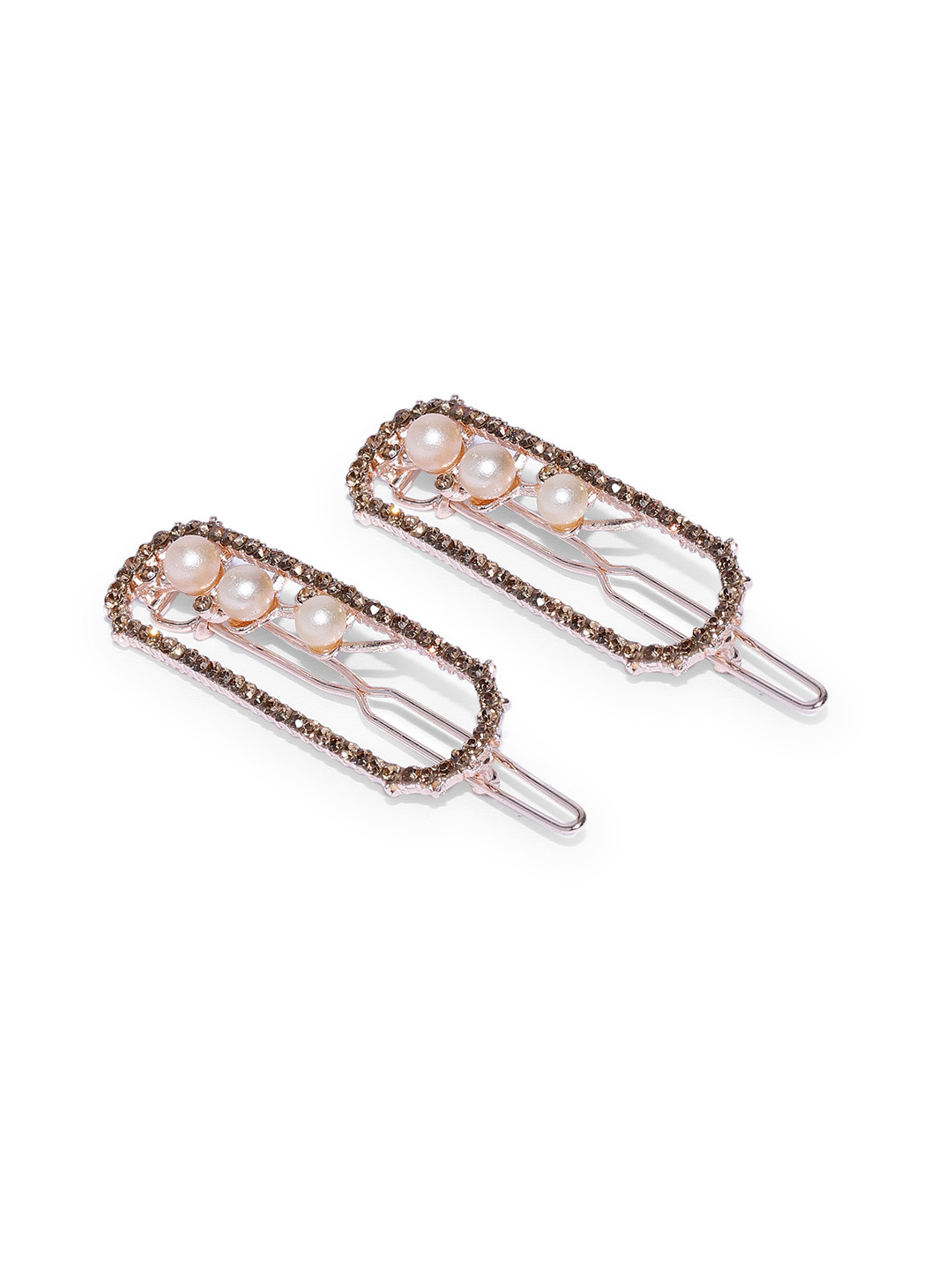 Kord Store Women Rose Gold Beaded Tic Tac Hair Clip