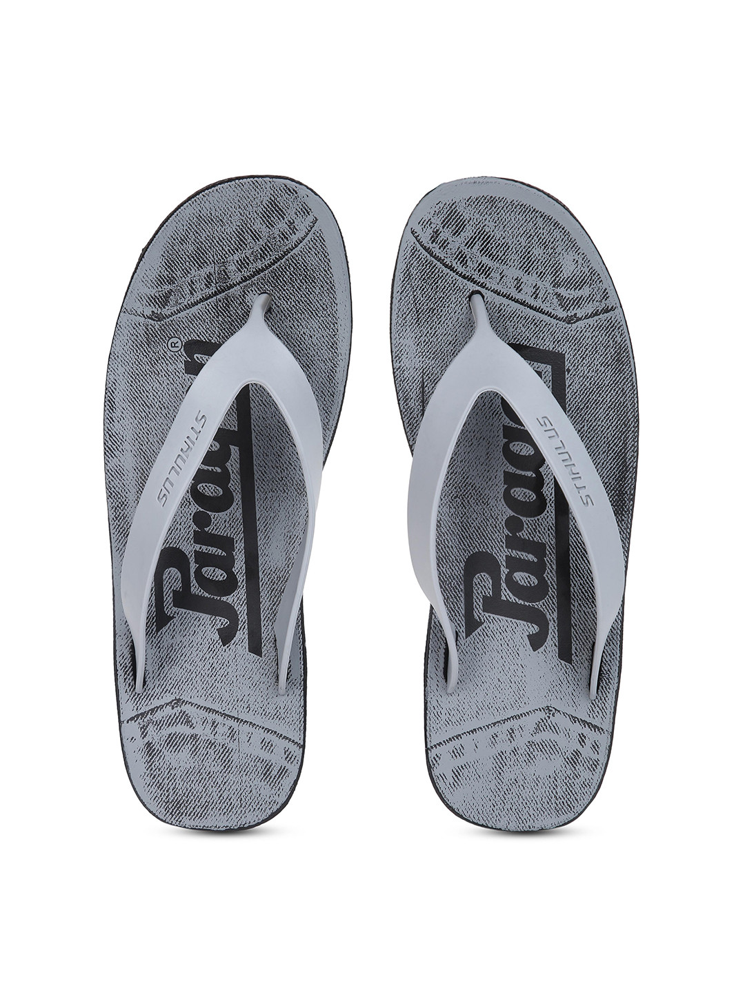 Paragon Men Grey & Black Printed Rubber Thong Flip-Flops