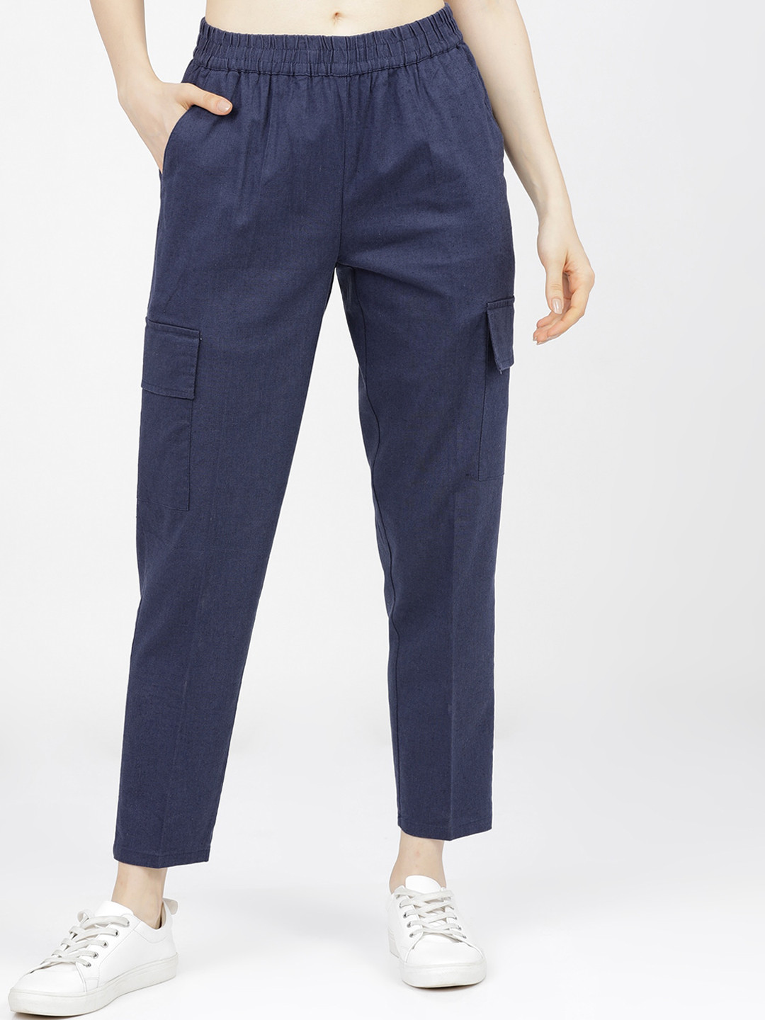Tokyo Talkies Women Blue Cargo Trousers