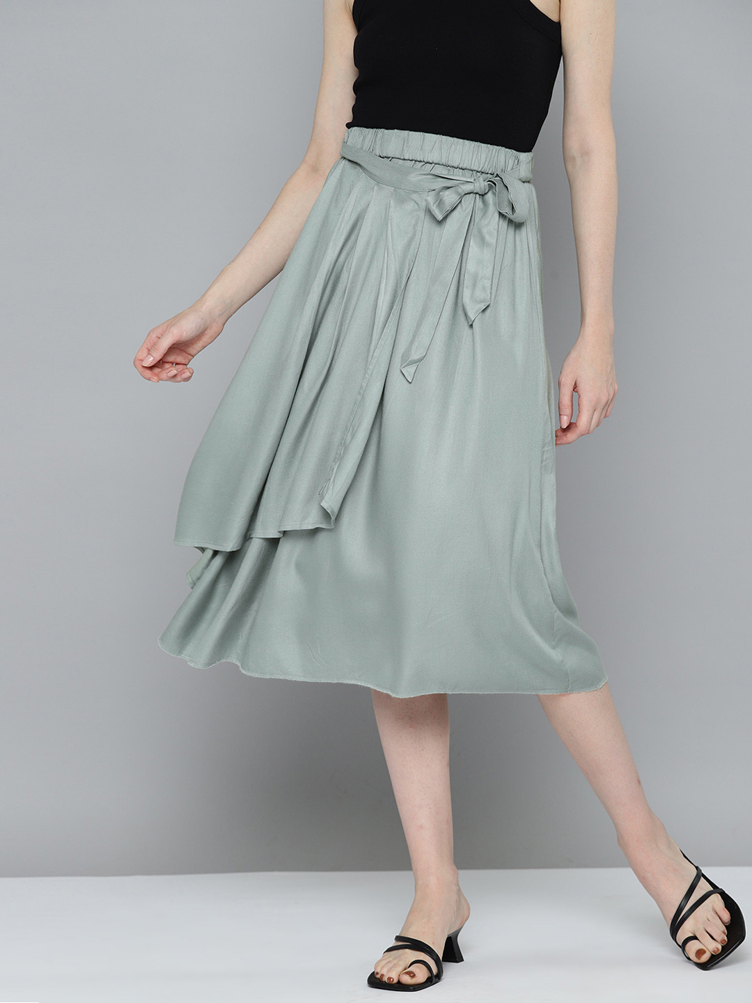 Tokyo Talkies Tulip Hem Wrap Style A-Line Skirt