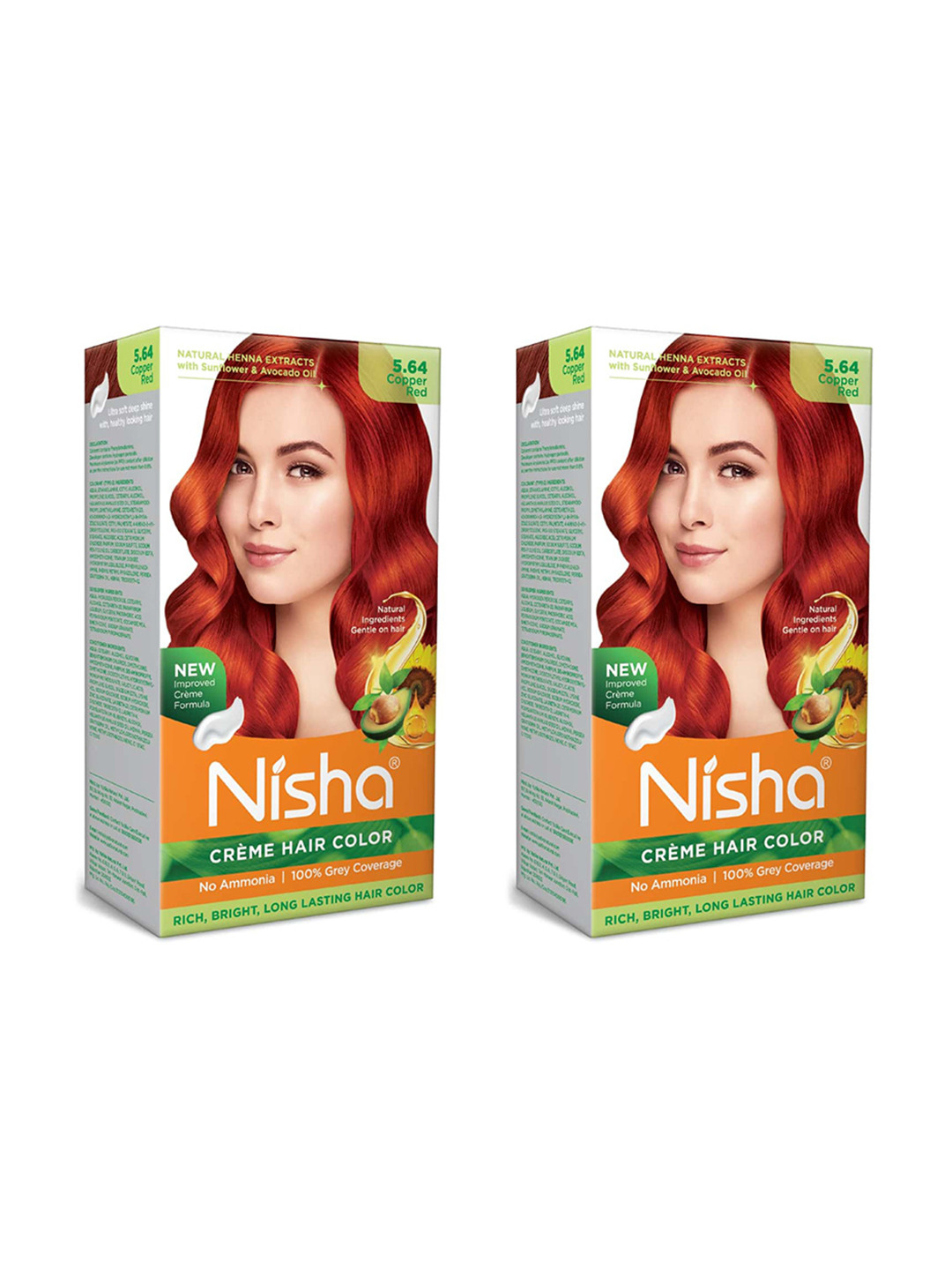 Nisha Pack of 2 Creme Hair Colour 240g - Copper Red