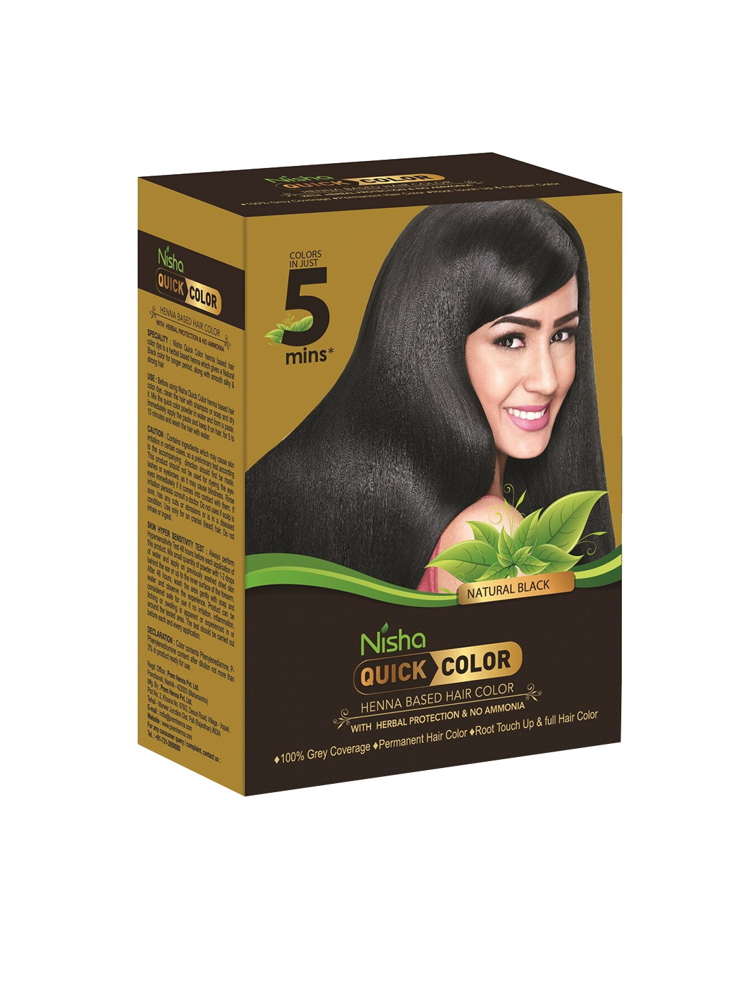 Nisha Set OF 6 Sachet Quick Henna Based Hair Colour 60gm - Natural Black