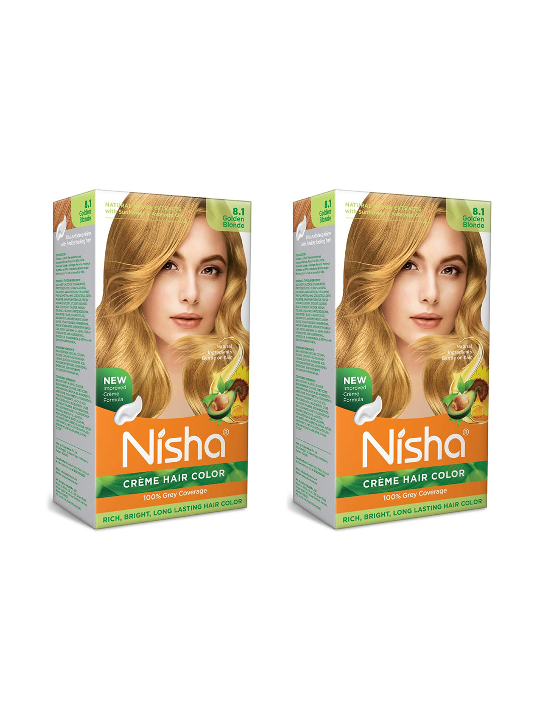 Nisha Pack of 2 Creme Hair Colour 450g - Golden Blonde