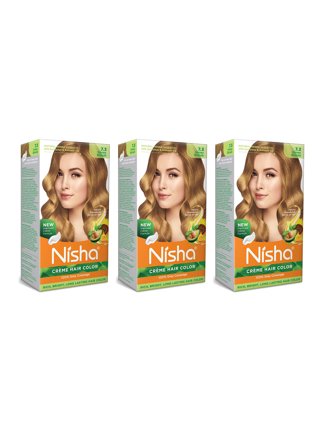 Nisha Pack of 3 Creme Hair Colour 450g - Honey Blonde