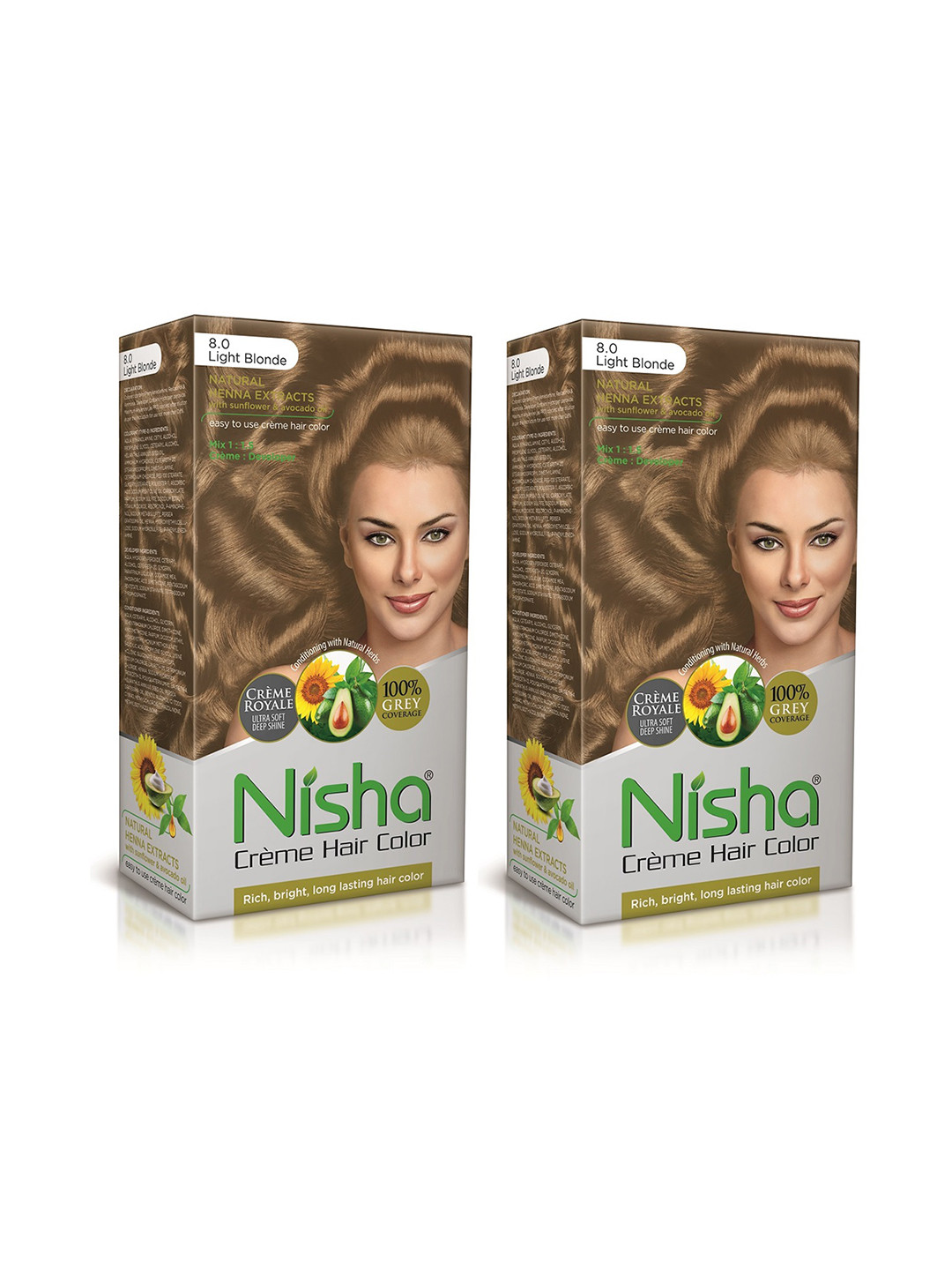Nisha Unisex Pack of 2 Creme Hair Color 150gm each- Light Blonde