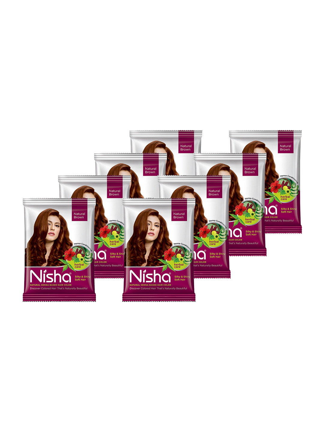Nisha Set of 10 Brown Henna Based Hair Color 15gm each