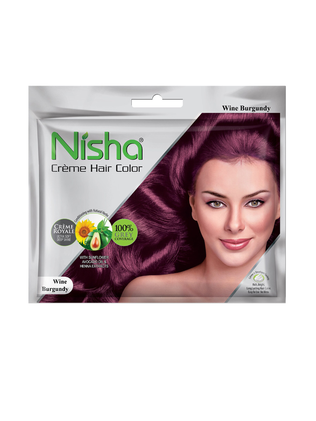 Nisha Unisex Burgundy Pack of 6 Creme Hair Color- Wine Burgundy