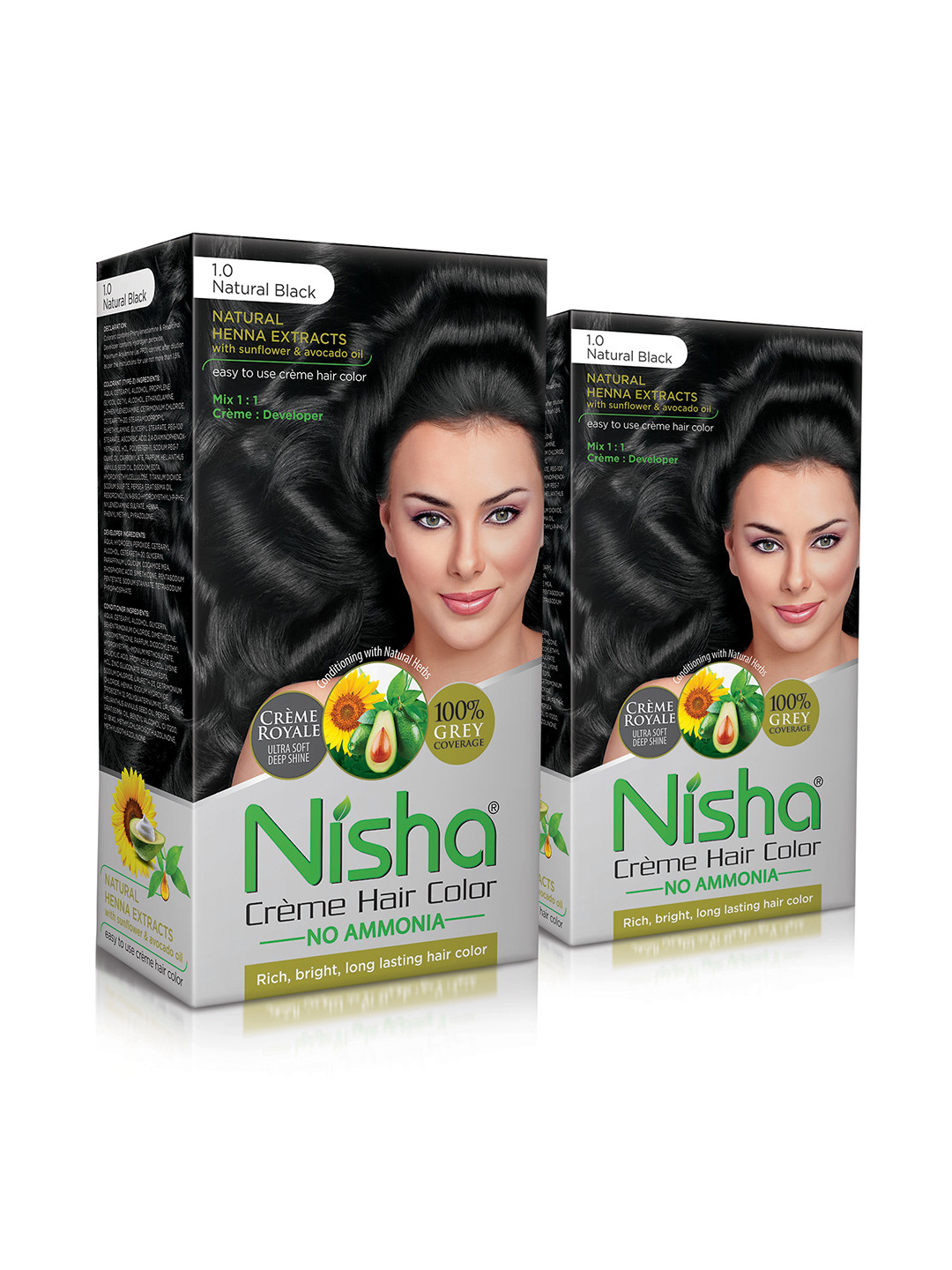 Nisha Set of 2 Creme Hair Color 120gm each- Natural Black