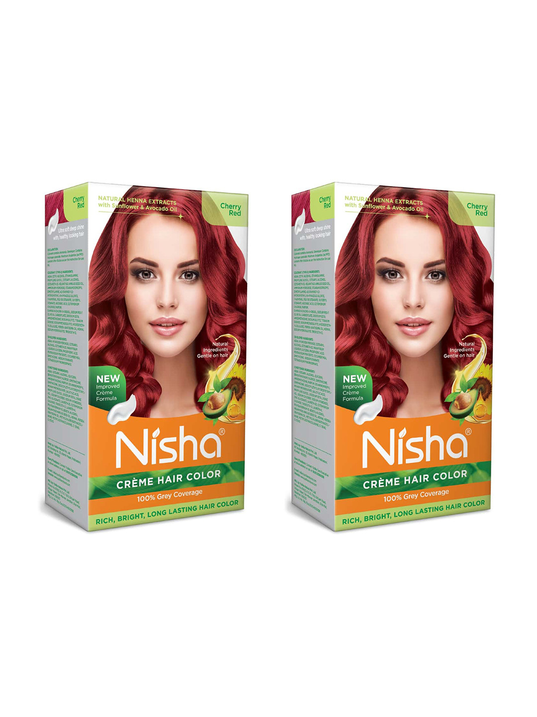 Nisha Unisex Red Pack of 2 Creme Hair Color 120gm each- Cherry Red