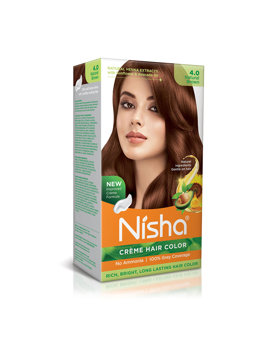 Nisha Unisex Brown Creme Hair Color 120gm each- Natural Brown
