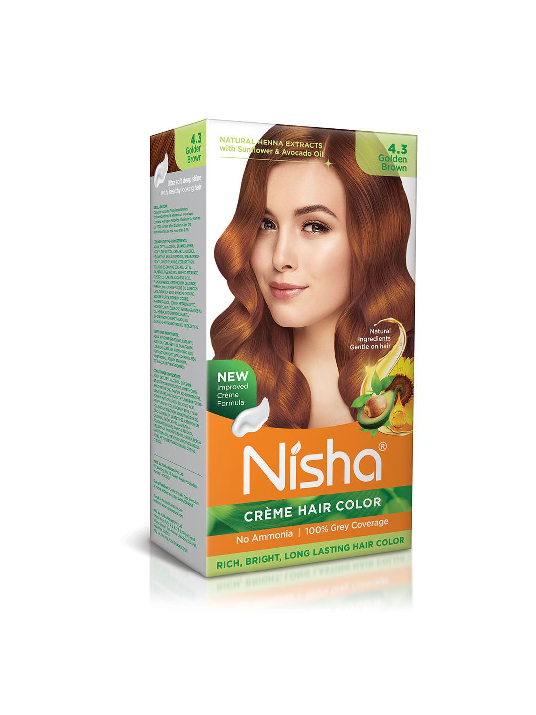Nisha Unisex Brown Creme Hair Color 120gm each- Golden Brown