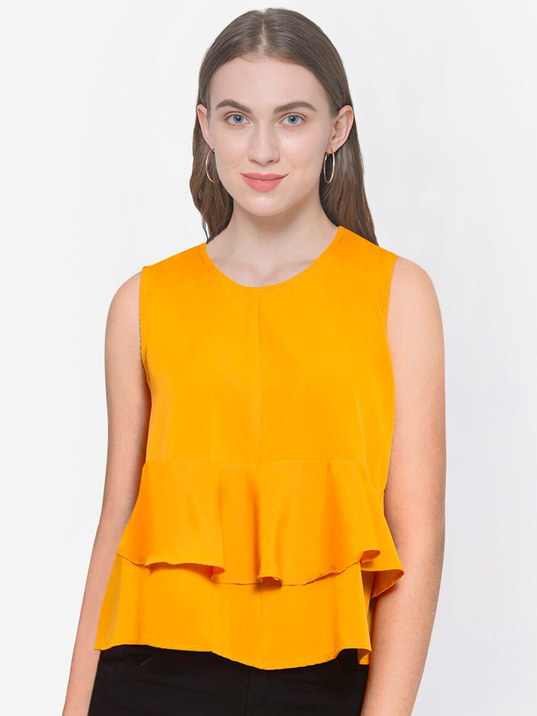Martini Orange Crepe Tiered Top