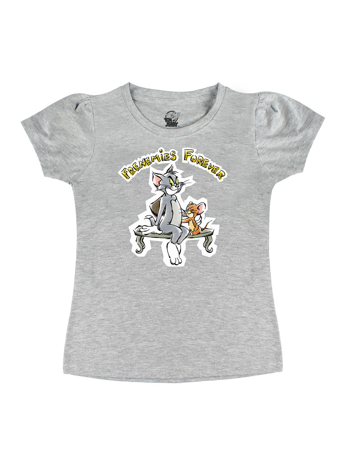 Tom & Jerry Girls Grey Printed T-shirt