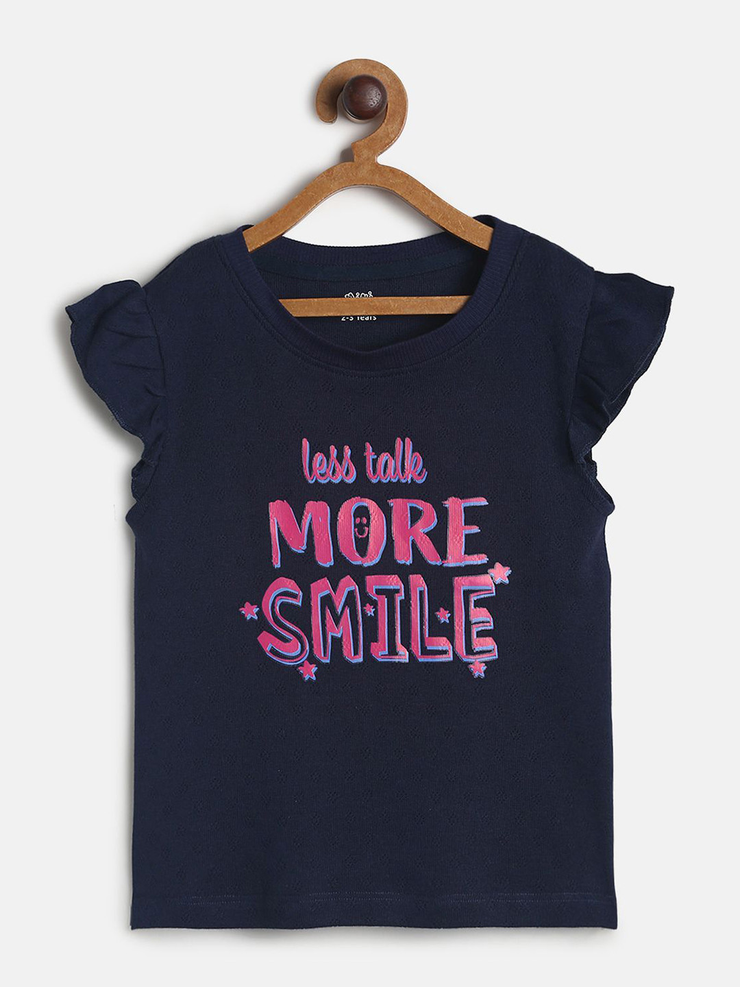 MINI KLUB Girls Navy Blue & Pink Printed Regular Top