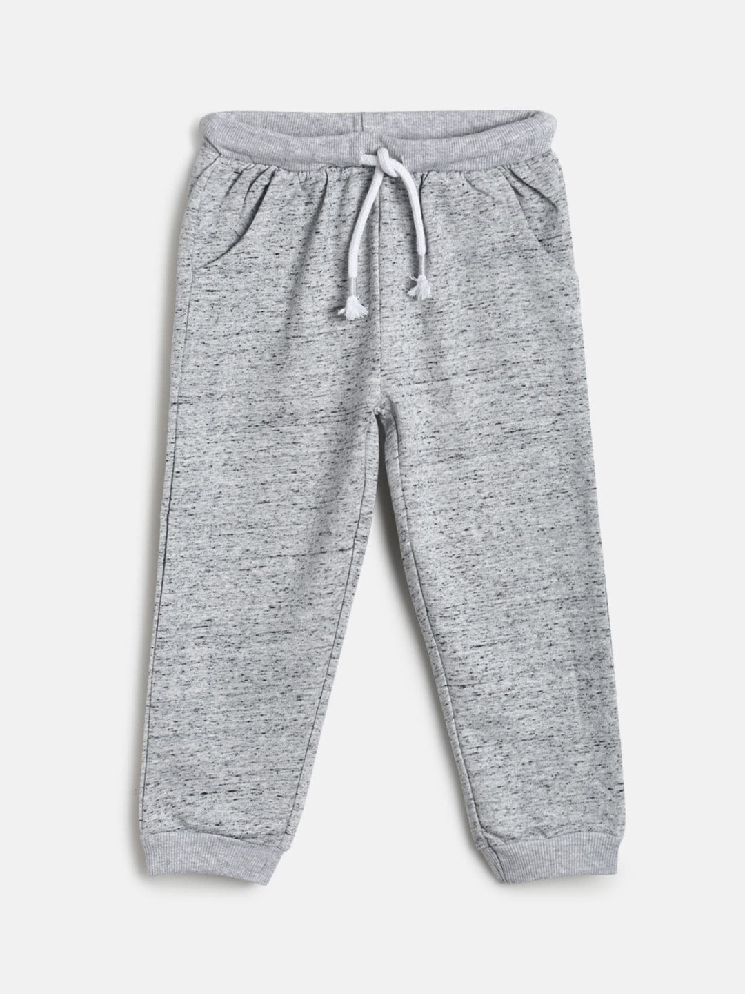 MINI KLUB Infants Boys Grey Melange textured Pure Cotton Joggers
