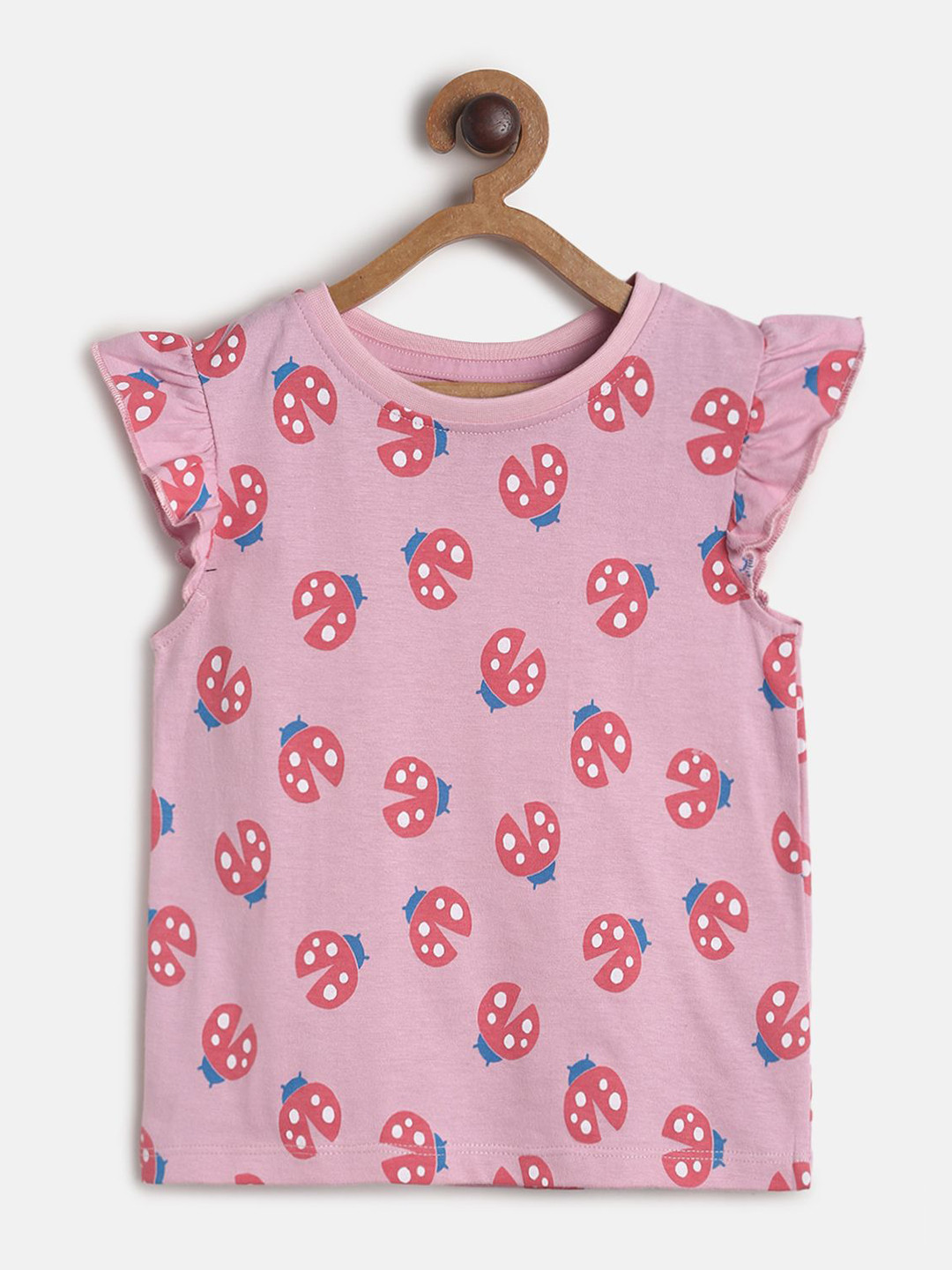 MINI KLUB Girls Pink & Red Printed Regular Top