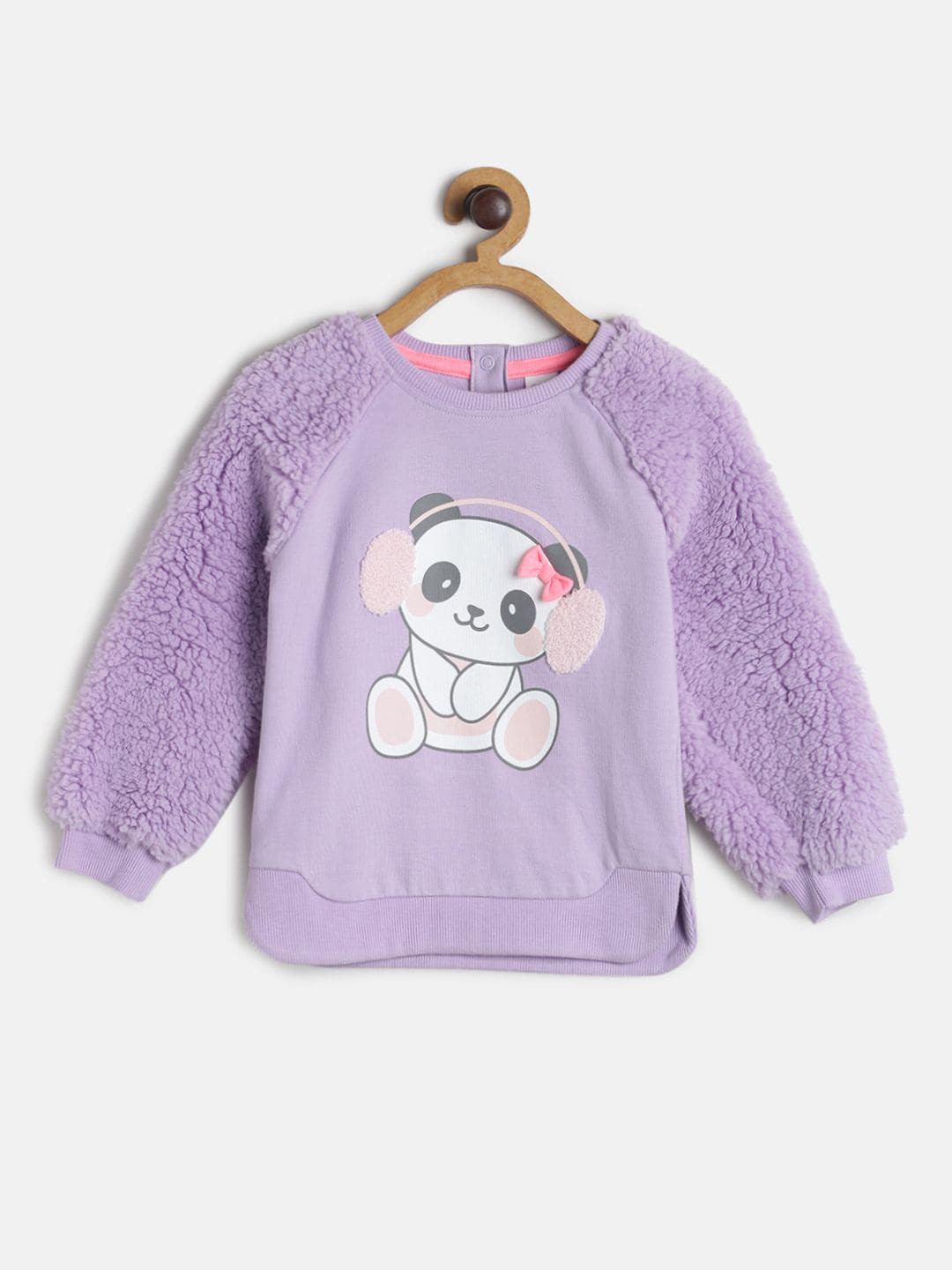 MINI KLUB Girls Purple & White Printed Sweatshirt