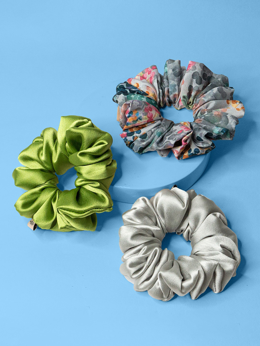 HAIR DRAMA CO. Women Set of 3 Satin Ponytail Scrunchies